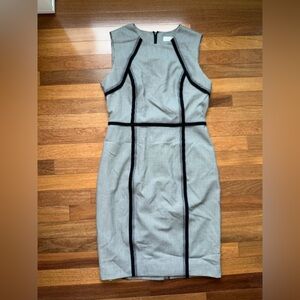 Calvin Klein Black and White Plaid Midi Dress